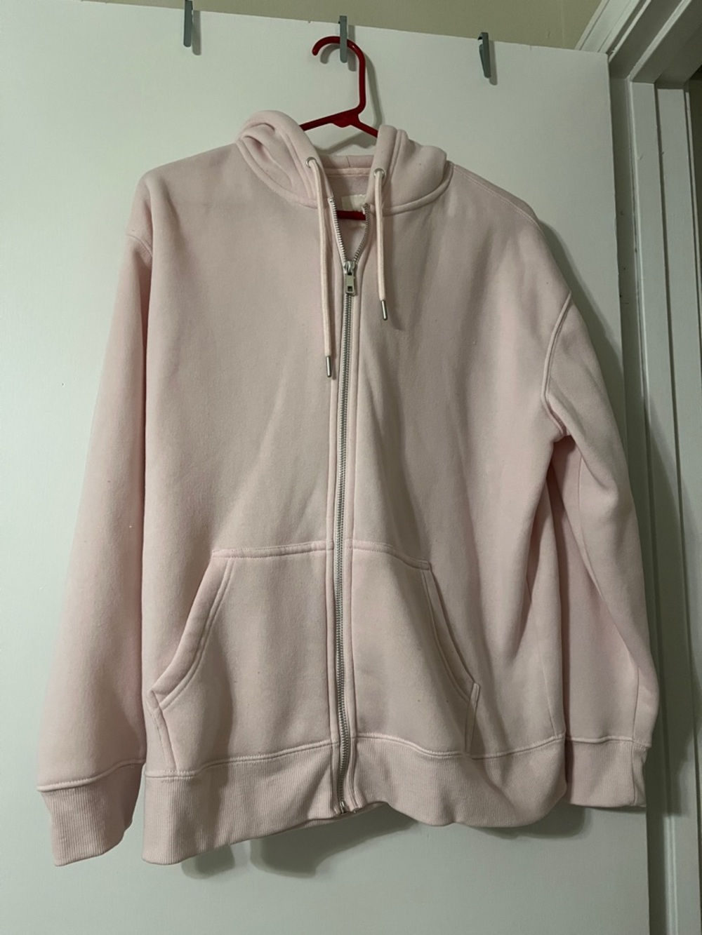 Light Pink Zip-Up Hoodie Jacket - Women